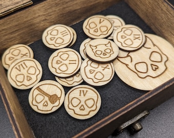 Laser-Engraved Wood DnD Creature Tokens - Tabletop RPG Set