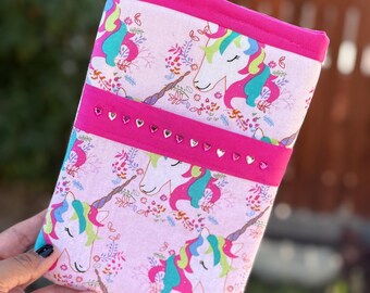 Unicorn Pink Book Sleeve, Padded Book Sleeve, Book Cover, Accessories, Bookish Gifts for Readers, Writers, Gifts for iPads, Tablets, Ebooks