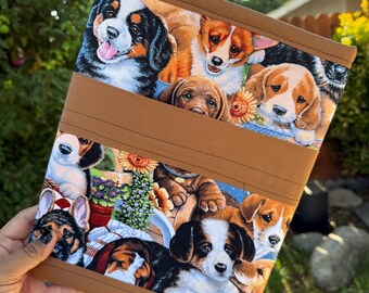 12 x 9" Puppy, Dog lovers LG Book Sleeve, Padded Sleeve, Book Cover, Accessories, Book Gifts for Readers, Writers, iPads, Tablets, Ebooks