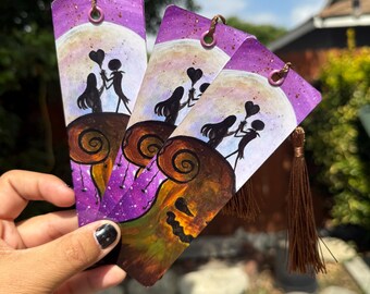 Nightmare Before Christmas Inspired Bookmark, Cardstock bookmarks, Gifts for Book Lovers, Cute Bookmark, Tassel Bookmark, Scary Movies