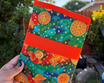 9 x 6" Orange Sun Book Sleeve, Padded Sleeve, Book Cover, Accessories, Bookish Gifts for Readers, Writers, Gifts for iPads, Tablets, Ebooks