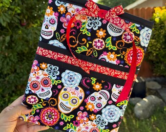 12 x 9" Dia de los Muertos LG Book Sleeve, Padded Sleeve, Book Cover, Accessories, Book Gifts for Readers, Writers, iPads, Tablets, Ebooks