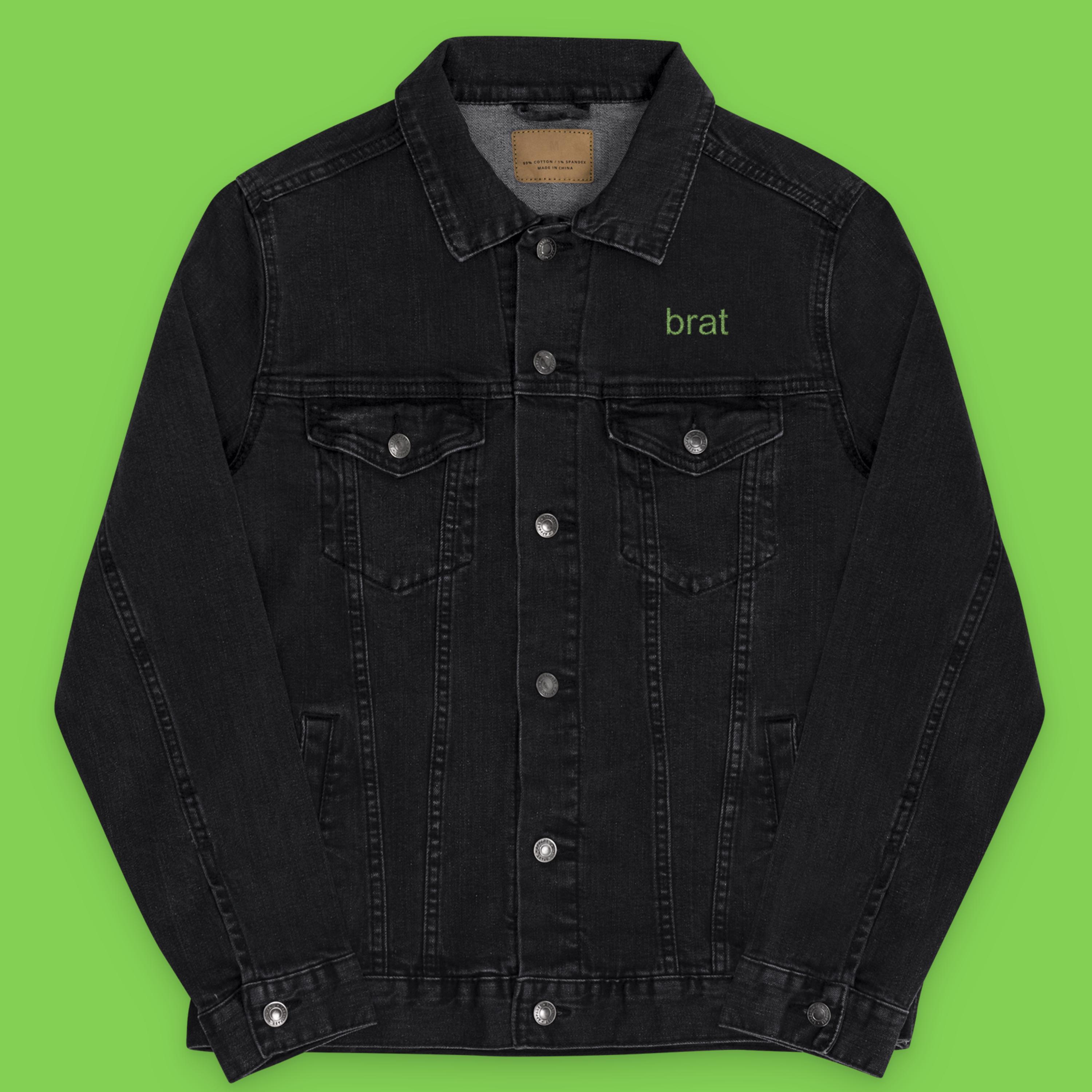 Brat Summer Jacket, Embroidered Denim Jacket, Trendy Outerwear, Unisex Outerwear, Fashion Statement