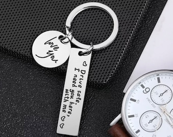 Christmas Gift, Engraved Handmade Gifts, Custom Keychain, Stainless Steel Keychain, Drive Safe Keychain, Customize Metal Keychain, Him, Her