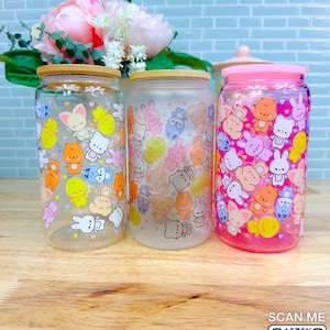 Kpop Jumbled Zoo Kids 16oz Can Glass Mug | Can Glass, Glass Cup with Lid and Straw, Customized, Gift, SKZOO, Stray Kids, Stay