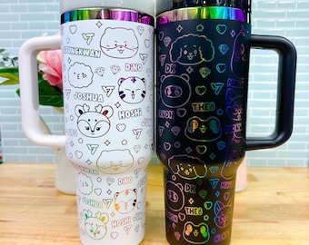 K-pop Mini SVT Rainbow Laser Engraved Tumbler | Seventeen,Gift Ideas, K-pop, Back to School Tumbler, Water Tumbler, Carat, Miniteen