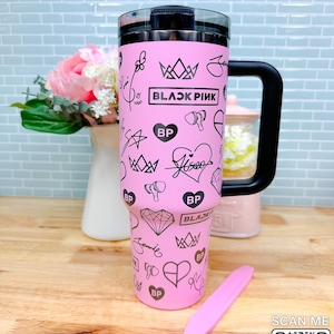 アイドルグッズ BLACKPINK 40 Oz Kpop Black&pink Flip Top Laser Engraved Tumbler | Blink