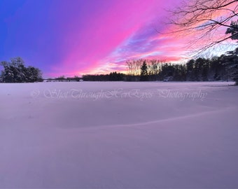 Delaware Snowy Daze Sunset Snow Sunset Photo Wall Art