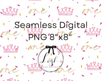 First Birthday Seamless PNG File | Birthday Princess | One Birthday | 1st Birthday | Fabric Design