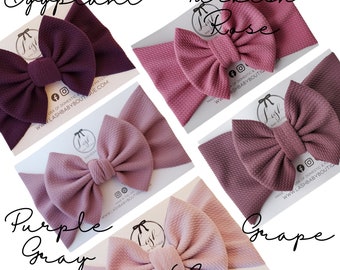 PURPLE Baby Bow | Big Bow Headwrap | Bow Soft Nylon Elastic Headband | Newborn/Baby/Infant/Toddler Bow