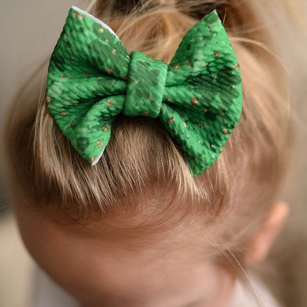 Festive Green St Patrick's Baby Bow | Big Bow Headwrap | Bow Clip | Bow Soft Nylon Elastic Headband | Newborn/Baby/Infant/Toddler Bow