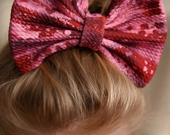Raspberry Kisses Bow | Big Bow Headwrap | Bow Clip | Bow Soft Nylon Elastic Headband | Newborn/Baby/Infant/Toddler Bow | Bow Clip