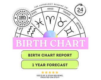 In Depth Natal Chart Reading, Birth Chart Astrology Reading, Full Personalized Natal Chart Analysis Report + 1 Year Forecast