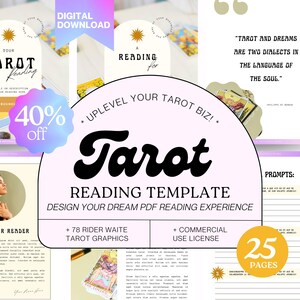 Plantilla de lectura de tarot, plantilla base de lectura de tarot, plantilla de tarot para negocios, plantilla de tarot de Canva, plantillas de negocios espirituales