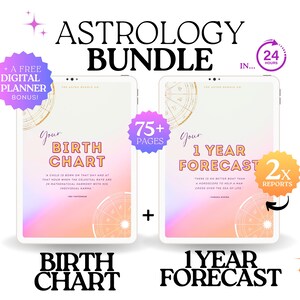Lectures d'astrologie, rapport de thème astral + prédictions sur 1 an, plus de 75 pages en 24 heures, cadeau pour l'anniversaire d'un meilleur ami, cadeau carte de naissance