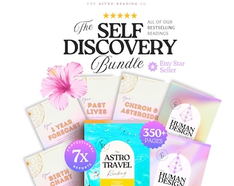 Astrologiläsningspaket: Astrokartografiläsning, rapport och arbetsbok om mänsklig design, födelsehoroskopanalys, tidigare liv och 1-årsprognos