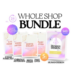 Astrology Reading Bundle, Human Design Report + Birth Chart + 5 Year Predictions + Past Lives Reading + Chiron Asteroids, Birth Chart Gift