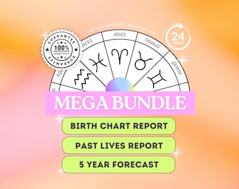 Birth Chart Astrology Reading, Natal Chart Mega Bundle, In-Depth Professional Analysis, Past Lives Report, 5 Year Forecast