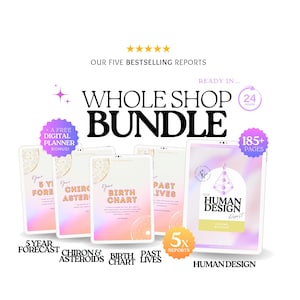 Astrology Reading Bundle, Human Design Report + Birth Chart + 5 Year Predictions + Past Lives Reading + Chiron Asteroids, Birth Chart Gift