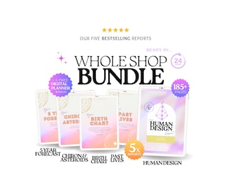 Astrology Reading Bundle, Human Design Report + Birth Chart + 5 Year Predictions + Past Lives Reading + Chiron Asteroids, Birth Chart Gift
