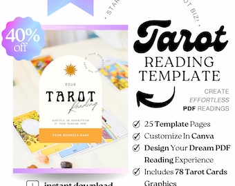 Tarot Reading Template For Canva: For Spiritual Business Entrepreneurs (78 Tarot Rider Waite Card Images Included)