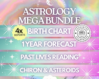 Astrology Reading Bundle, In-Depth Birth Chart Analysis, 1 Year Forecast 12 Months Predictions, Past Lives Reading & Asteroids (100+ Pages)
