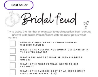 Bridal Feud Game, Bridal Shower Game, Instant Download, Printable, Wedding Game, Bridal Shower Games