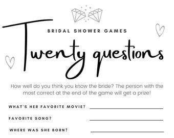 Bride Trivia Bridal Shower Game, Groom Trivia Game, Bridal Shower Games, Digital Printable PDF Game