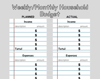 Printable Weekly Family Budget Worksheet, Paycheck Budget Printable