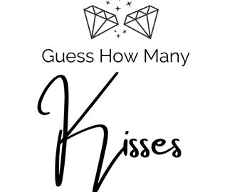 How Many Kisses Bridal Shower Game, Minimalist Bridal Shower Game Printable, Instant Download Black and White Simple Clean Modern DIY