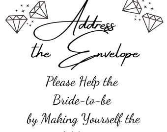 Address the Envelope Sign, Write Your Address, Minimalist Bridal Shower, Help the Busy Bride To Be, Make yourself the addressee,