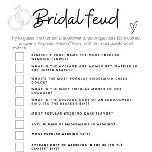 Bridal Feud Game, Bridal Shower Game, Instant Download, Printable, Wedding Game, Bridal Shower Games image 2