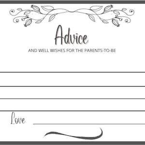 Download immediato di consigli per i futuri genitori stampabili, consigli per i futuri genitori per il baby shower, scheda di consigli per il baby shower