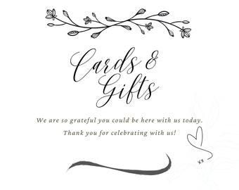 Gifts and Cards Printable Sign, Baby Shower Gift Table Sign, Gift and cards Table Sign INSTANT DOWNLOAD