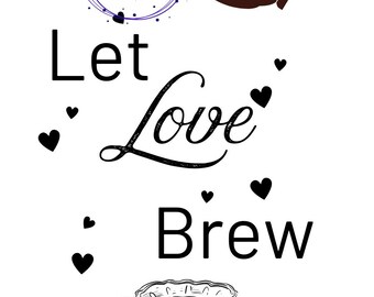 Thank You Favors, Let Love Brew, Tea Party Bridal Shower Thank You Notes, Appreciation Cards, Bridal Shower Favor Digital Printable