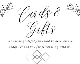 Cards and Gifts Printable Sign, Bridal Shower Gift Table Sign, Wedding Gift and cards Table Sign INSTANT DOWNLOAD