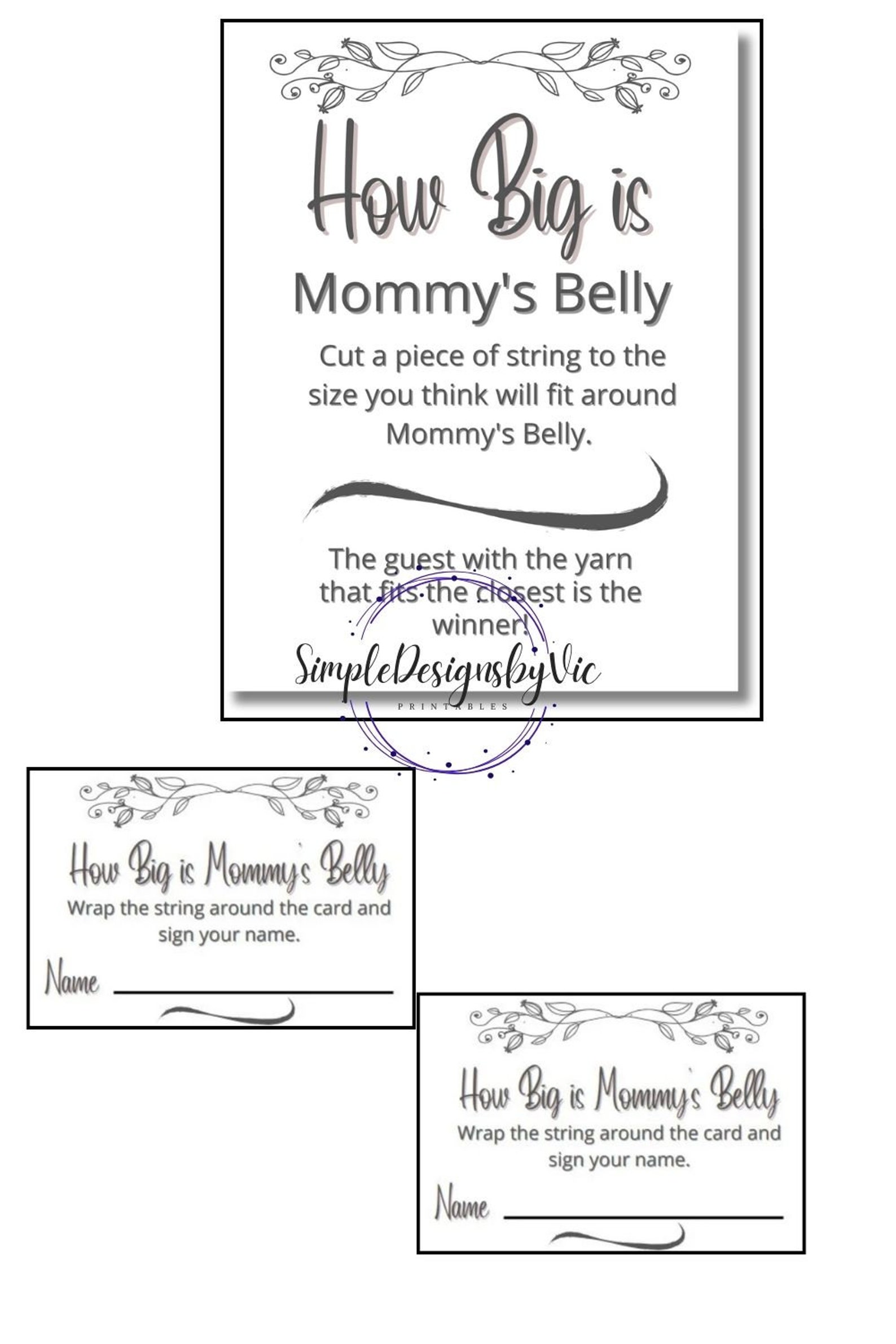 How Big is Mommy's Belly Game, Digital Printable, Baby Shower Games - Etsy