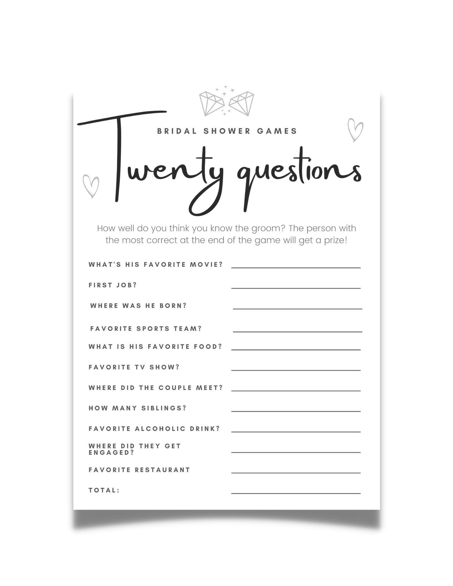 Bride Trivia Bridal Shower Game, Groom Trivia Game, Bridal Shower Games ...