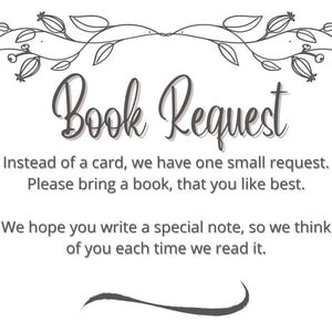 Book Request Baby Shower, Baby's Library Printable, Baby Book Request Card Insert, Please Bring a Book Instead of a Card