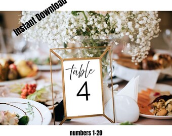 Minimalist Wedding Table Numbers 1–20 Printable | Modern Table Number Signs | Black & White Reception Decor | Instant Download PDF