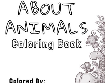 Animal Coloring Book, Learn about animals for toddlers, home school printable, printable coloring book for kids