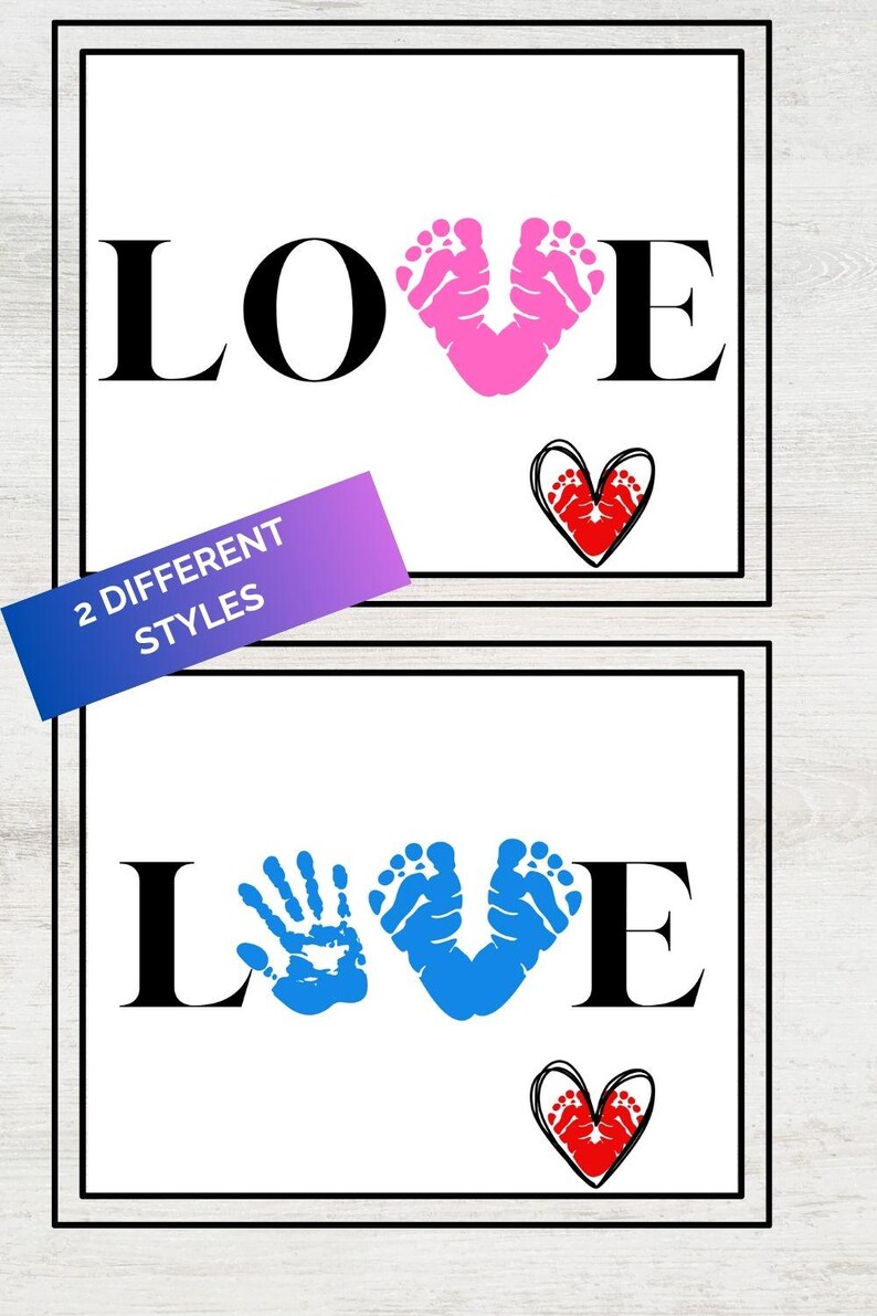Printable Love Footprint and Handprint Craft Gift, Valentines Day ...