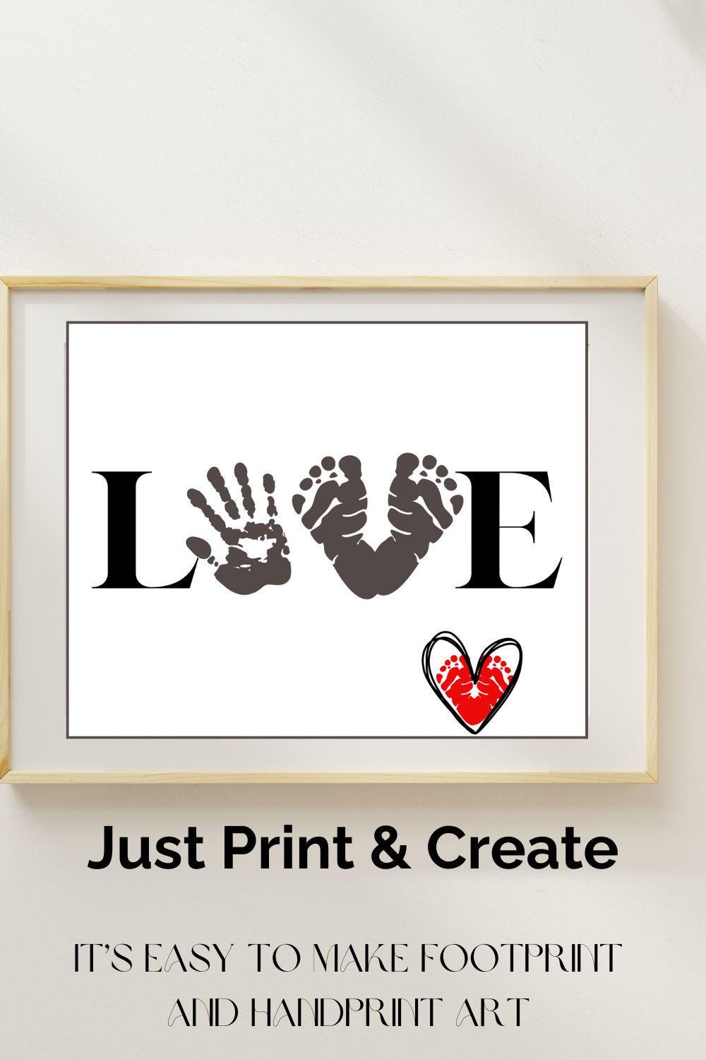 Printable Love Footprint and Handprint Craft Gift, Valentines Day ...