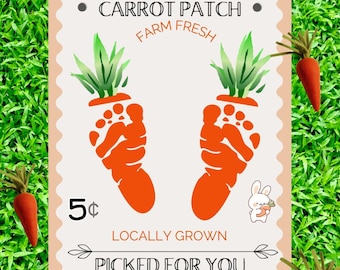 Footprint Art/Original Farm Sign Carrot Patch Easter / Footprint Feet Art Craft / Kids Baby Toddler / Mom Dad Grandparent gift