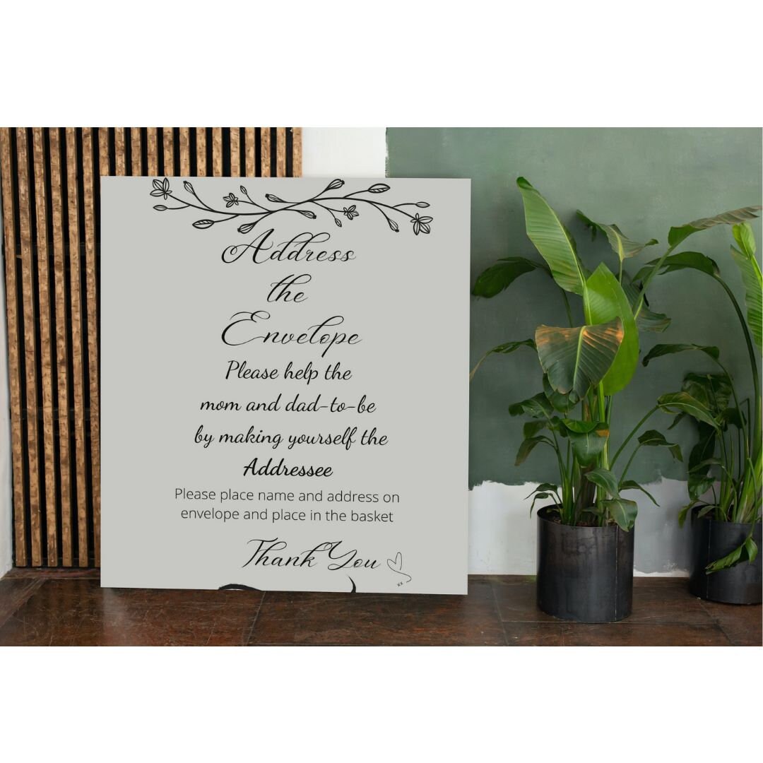 Mom Address Address the Envelope Sign, Write Your Address, Minimalist Baby Shower ...
