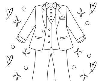 Decorate the Suit Coloring Page, Wedding Activities for Kids, Wedding Kids Table Printable/Instant Download Printable/Instant Download