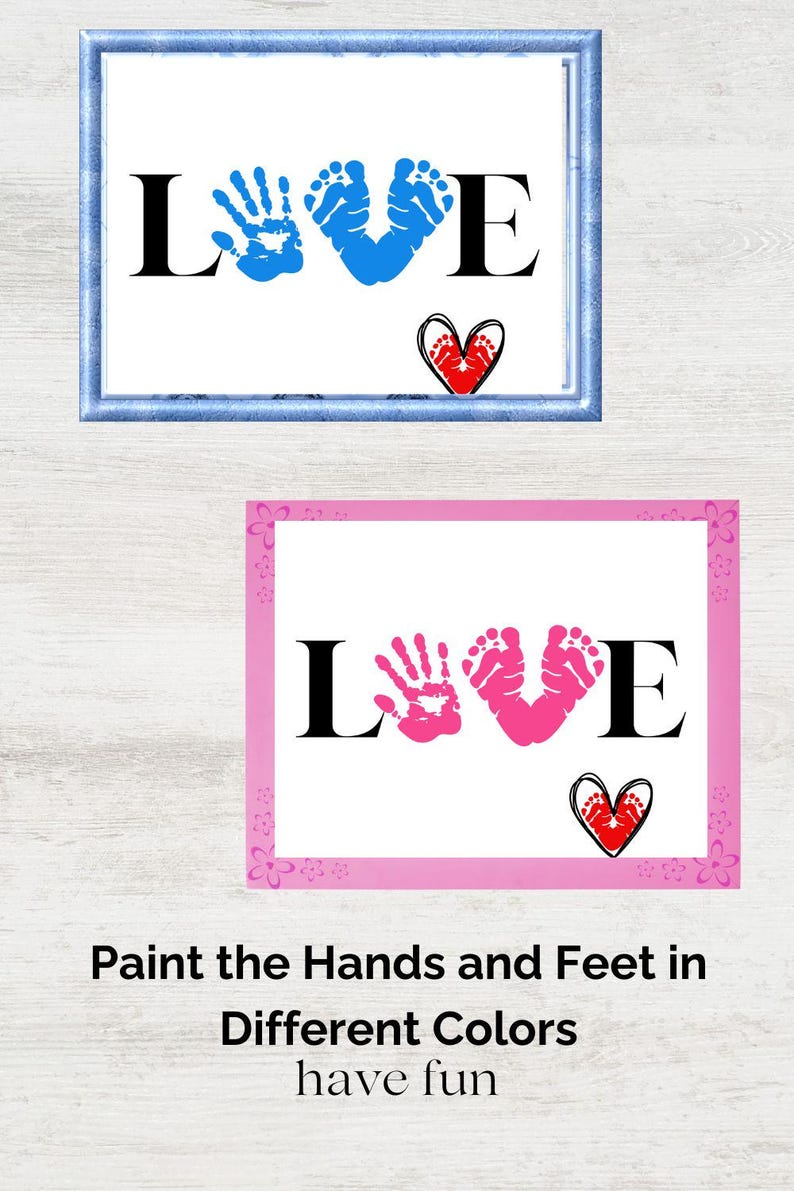 Printable Love Footprint and Handprint Craft Gift, Valentines Day ...