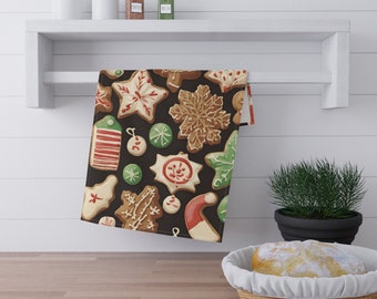 Christmas Kitchen Hand Towels with Christmas Cookies Design, Festive Home Decor, Holiday Dining Essentials, Kitchen Towel