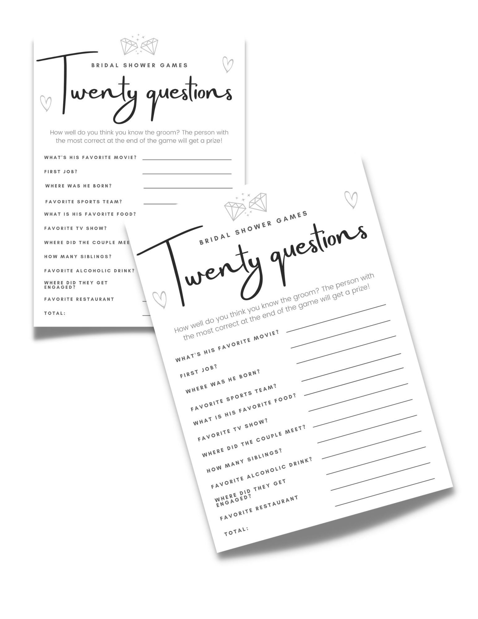 Bride Trivia Bridal Shower Game, Groom Trivia Game, Bridal Shower Games ...