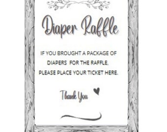 Instant Download Diaper Raffle Printable, Baby Shower Printable, Diaper Raffle Game, Diaper Raffle Sign and Ticket